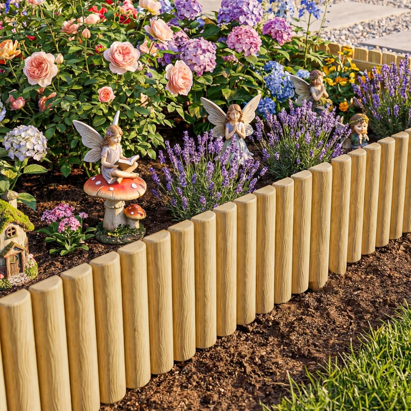 Outsunny Gartenzaun Zaun aus Holz 176 cm x 30 cm Zaunelemente Hundezaun für Garten Blumenbeete Tierbarriere