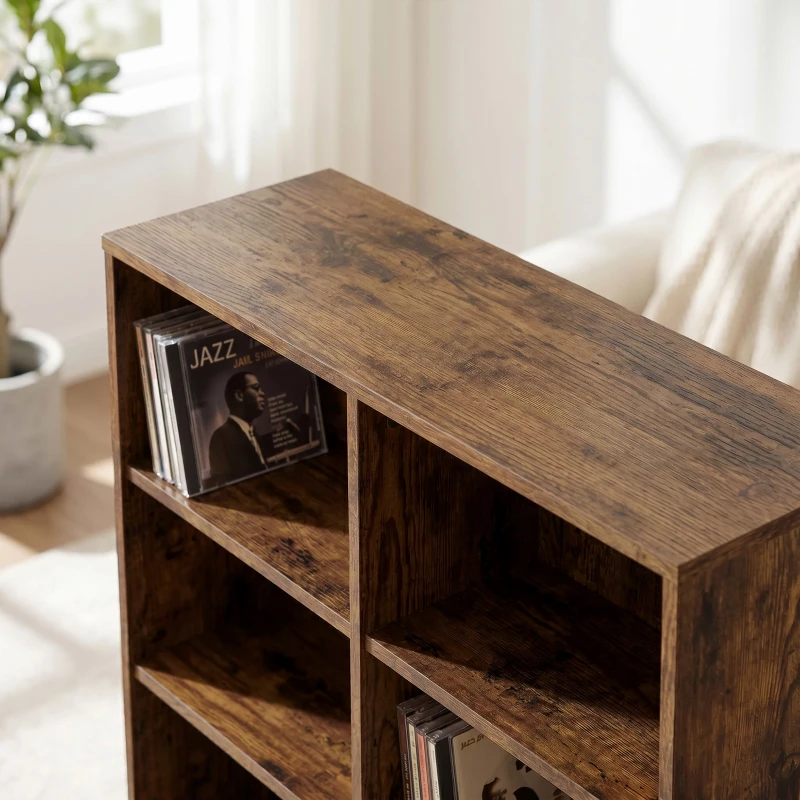 HOMCOM 640 CD Storage Tower - Rustic Brown