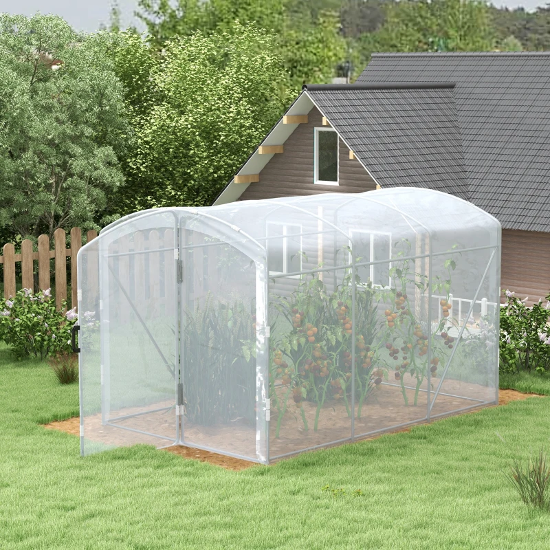 Outsunny Tunnel-Gewächshaus, begehbar, transparente Folie, verzinkter Stahlrahmen, 3 x 2 x 2m