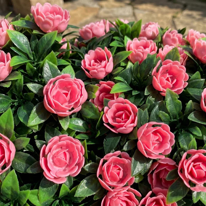HOMCOM Artificial Rose Topiary UV Resistant, 2-Pack Fake Plants, 55 cm, Pink