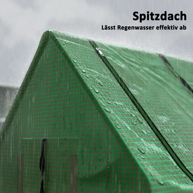 Outsunny Mini-Gewächshaus, wetterbeständig, aufrollbares Fenster, 240 cm x 90 cm x 90 cm, Grün