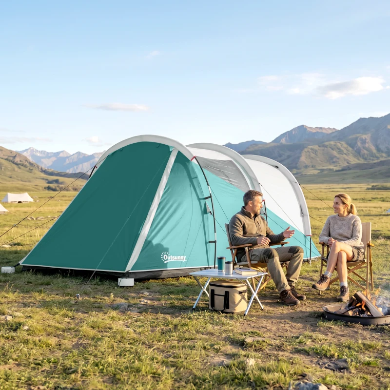 Outsunny Campingzelt für 3 Personen, separate Wohn- & Schlafräume, 460L x 260B x 190H cm, Grün