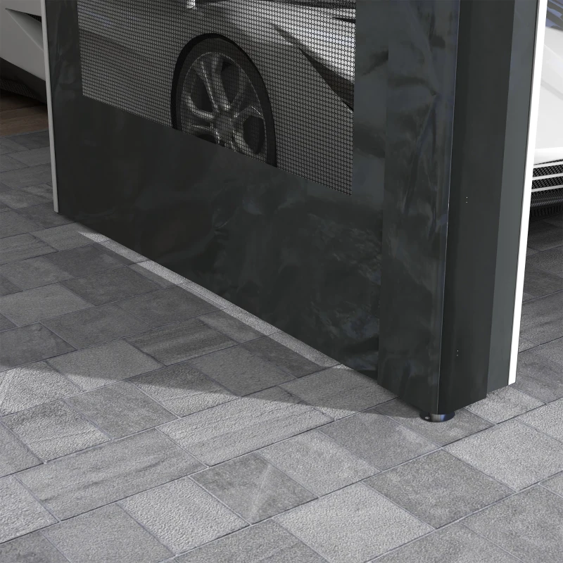 Outsunny Gazebo per Auto e Feste con Altezza Regolabile, 4 Porte e 4 Finestre, 6x3m Grigio Scuro