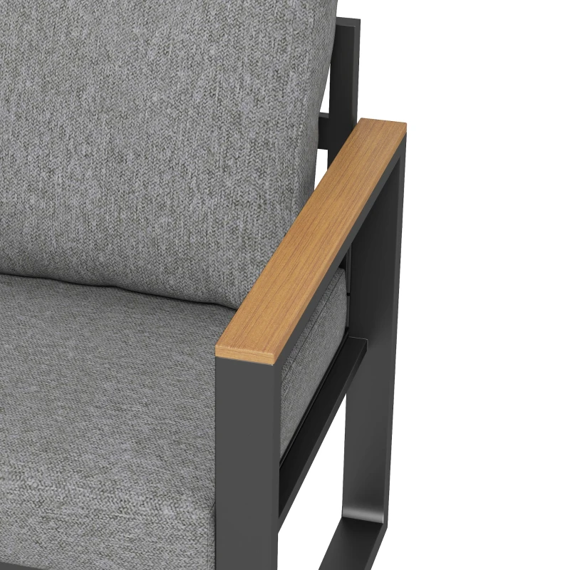 Outsunny 5-delige loungeset voor buiten, tuinmeubelset, 148 cm x 61 cm x 71,5 cm, Grijs + Natuurlijk