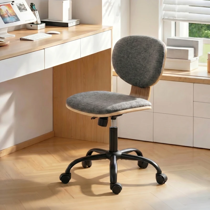 HOMCOM Home Office Desk Chair Rocking Function Ergonomic Swivel Chair with PU Wheels, Grey