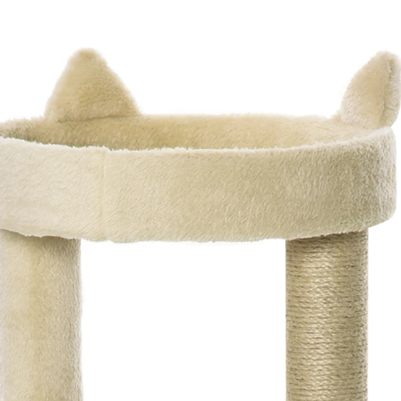 PawHut Arbre à chats multi-équipements griffoirs grattoirs plateformes niche jeu boule suspendue Ø 48 x 104H cm crème