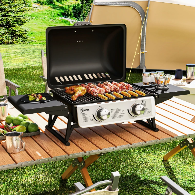 Outsunny Two-Burner Compact Gas Grill - Black