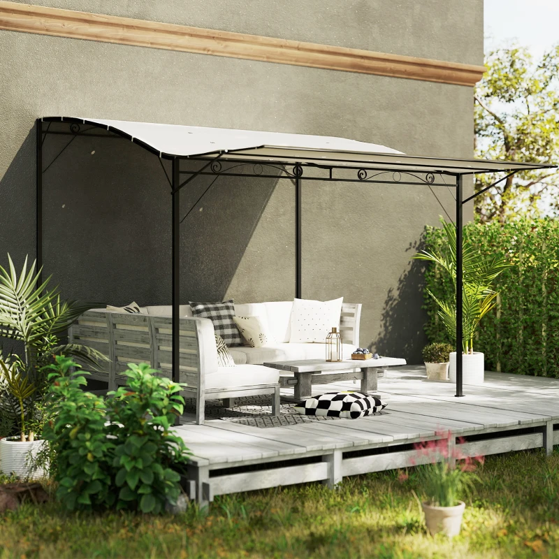 Outsunny Pavillon mit klappbarer Dacherweiterung wetterfest 3 x 2,5 m Cremeweiß