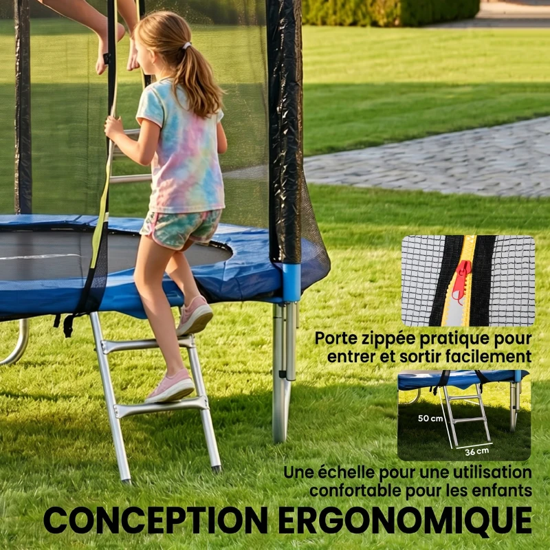 SPORTNOW Trampoline d'extérieur avec filet de sécurité Ø180 cm pour enfants et adultes