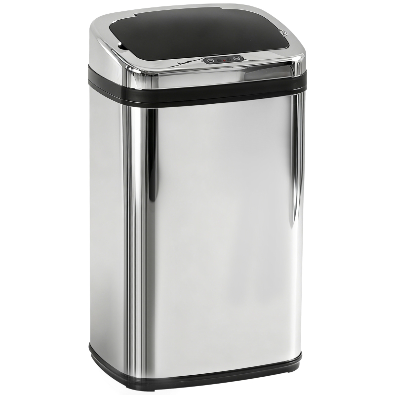 HOMCOM Edelstahl Automatik Sensor Mülleimer Abfalleimer IR Sensor mit/ohne Inneneimer rund viereckig (30L/viereckig)