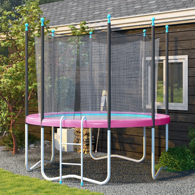 SPORTNOW 8FT Trampoline Spring Cover, Plastic Trampoline Pad Replacement with Elastic Cord, Waterproof, UV Resistant and Tear-Resistant, No Holes for Pole, Pink