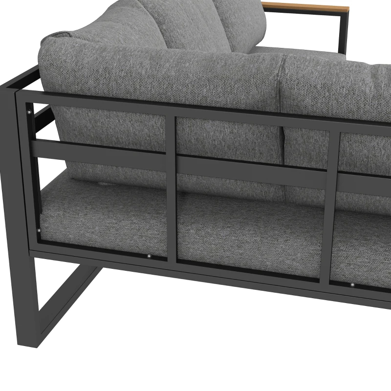 Outsunny 5-delige loungeset voor buiten, tuinmeubelset, 148 cm x 61 cm x 71,5 cm, Grijs + Natuurlijk
