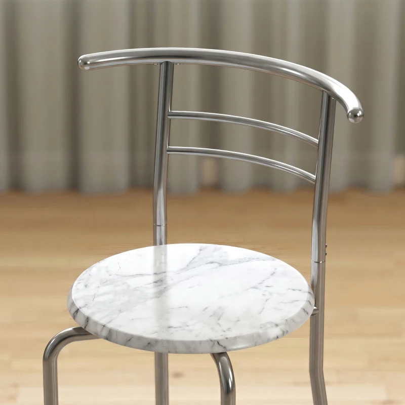 HOMCOM Three-Piece Compact Dining Set - White Marble Effect