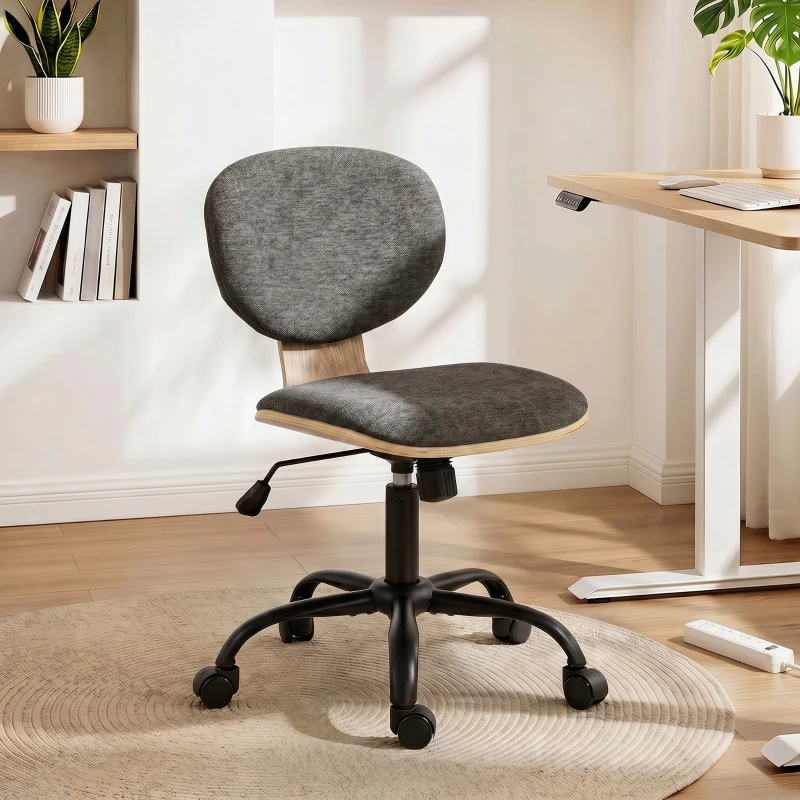 HOMCOM Home Office Desk Chair Rocking Function Ergonomic Swivel Chair with PU Wheels, Grey