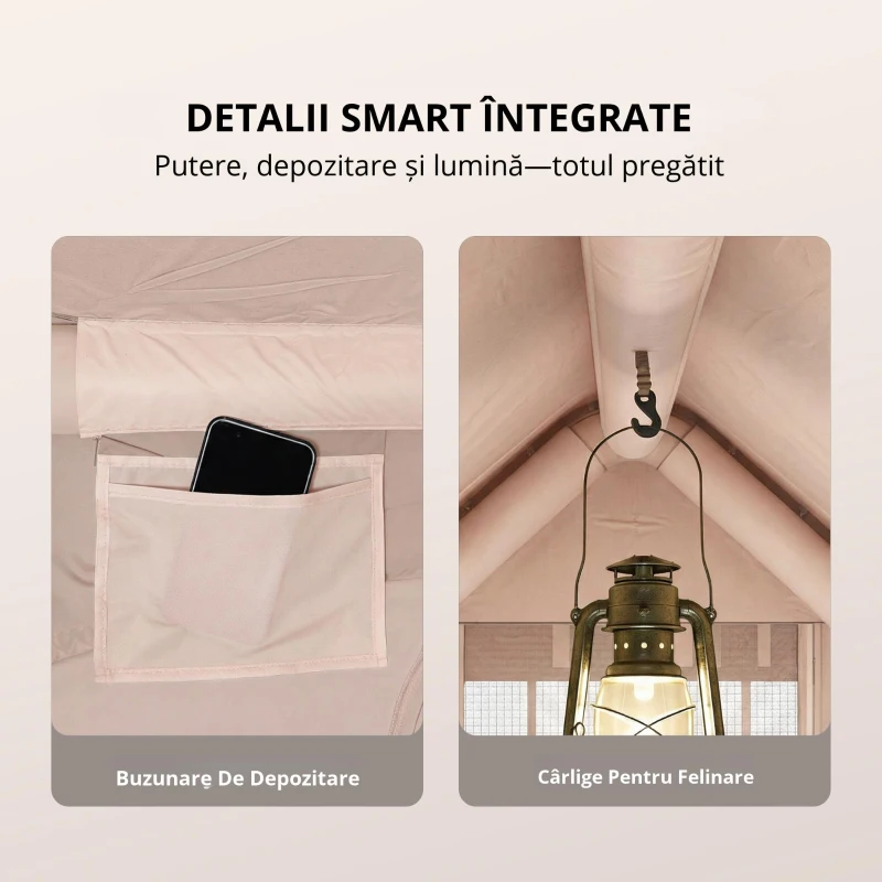 Outsunny Cort gonflabil 5–8 persoane, montare rapidă, 8000 mm impermeabil și rezistent la vânt cu pompă, racord pentru sobă, fereastră de acoperiș