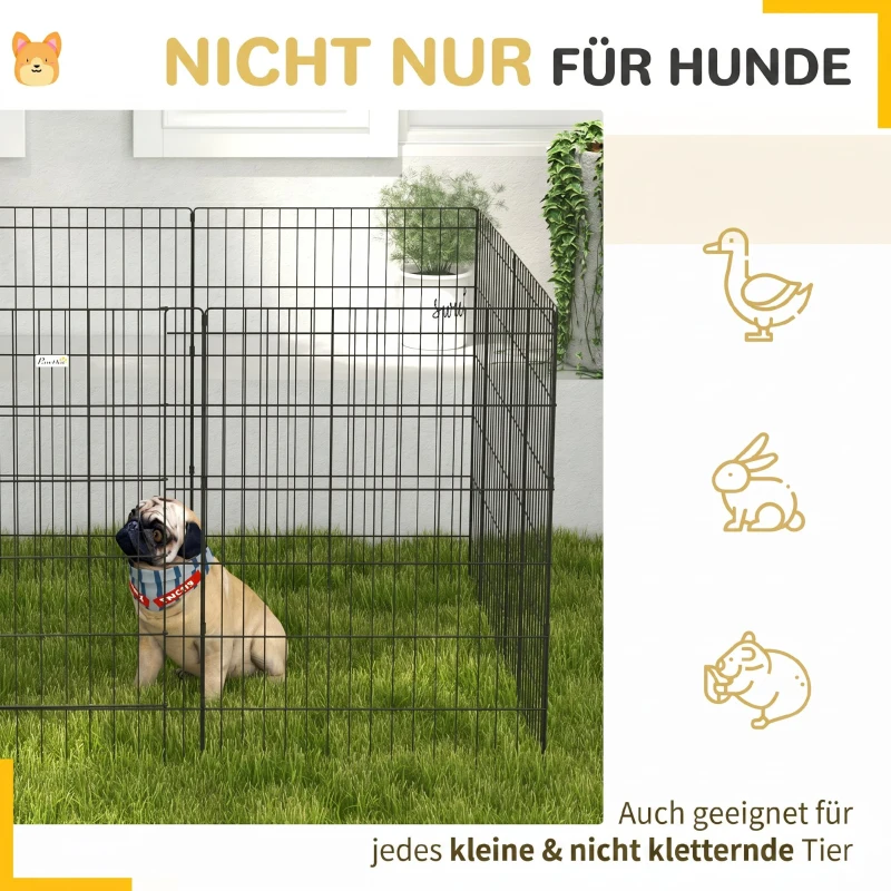 PawHut Huisdierren, speelren voor puppy's en kleine honden, met deur, geschikt voor binnen en buiten, 91 cm, Zwart