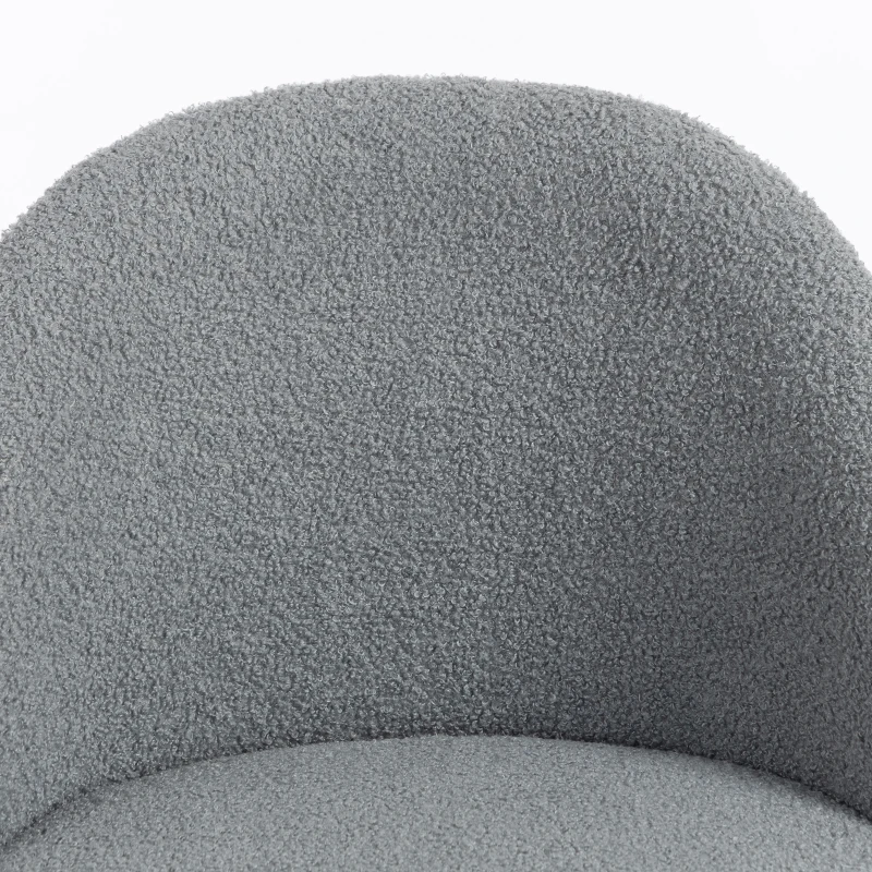 HOMCOM Silla de Oficina Giratoria en Pelo Teddy, Altura Regulable, Ruedas, Espuma de Alta Resiliencia, Gris
