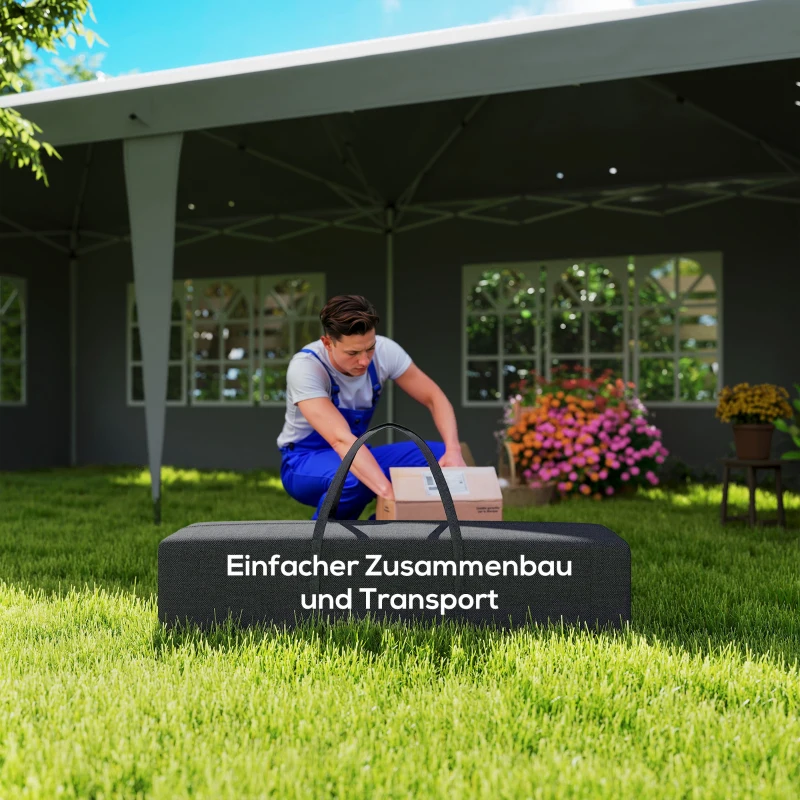 Outsunny Pavillon ca. 3x6m Wasserdicht Pop-up Faltpavillon mit 4 Seitenwänden, Fenster UV-Schutz Tragetasche Grau