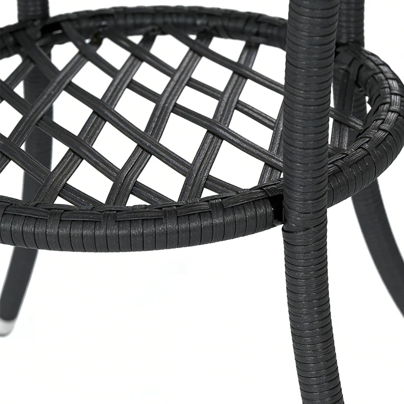 Outsunny 3 Piece Rattan Bistro Set, PE Wicker Garden Furniture Conversation Set with 2 Tier Glass-Top Table, Chairs, Cream White