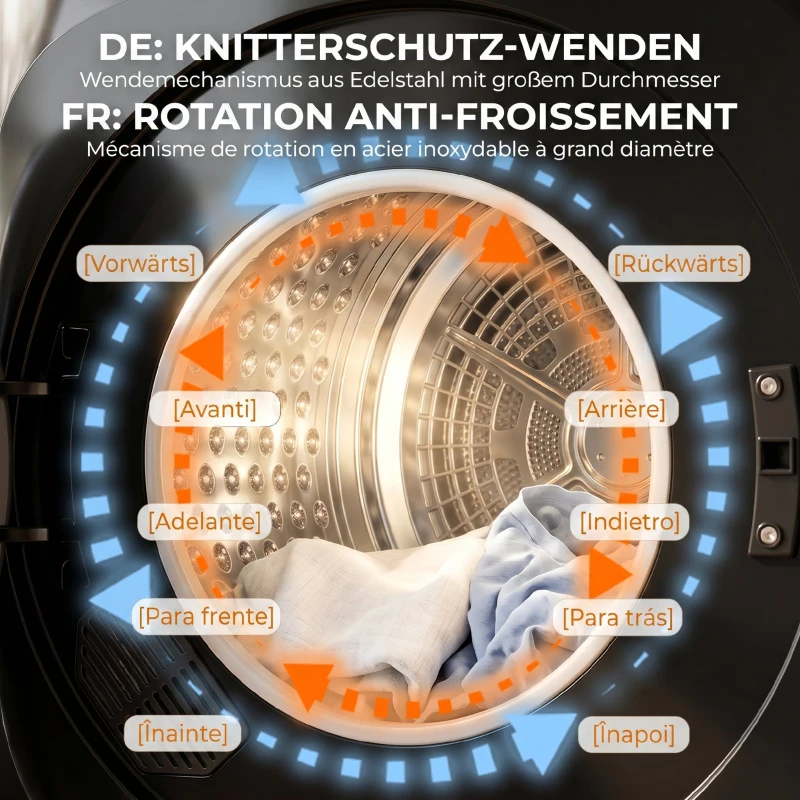 HOMCOM 1000 W Kompakt-Ablufttrockner mit Extra-Trocken & ECO-Modi, Timer- und Temperatureinstellungen, Schwarz