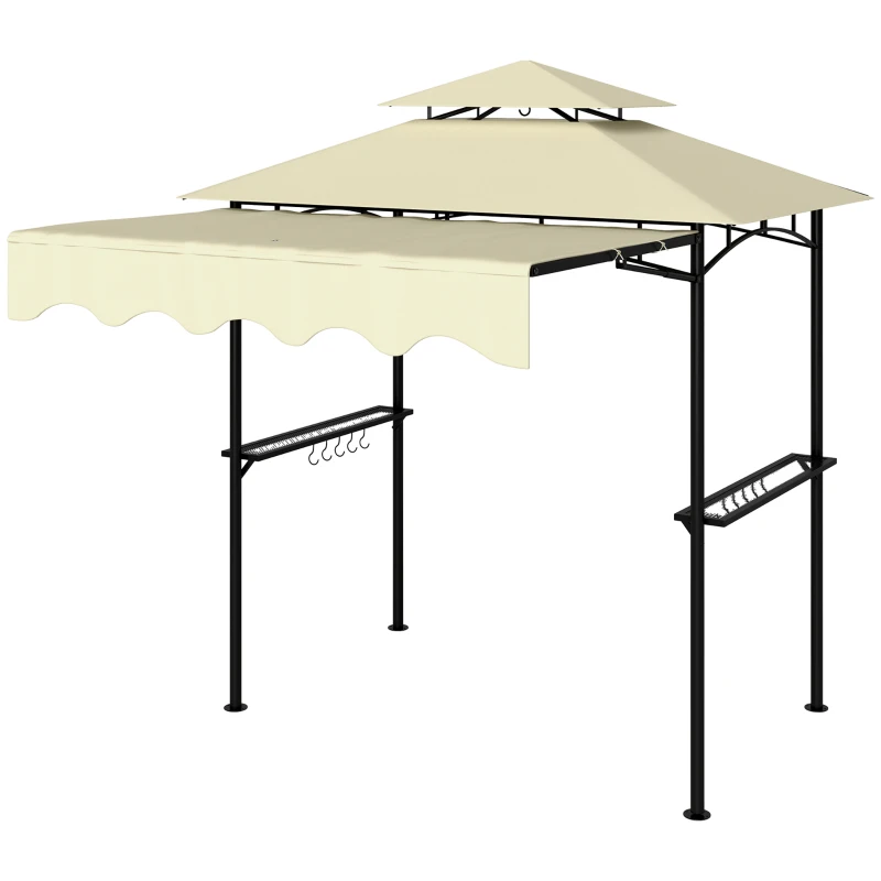 Outsunny Grillpavillon 242x232x248 cm wasserabweisend flammhemmend Gartenpavillon mit Doppelschichtdach Beige