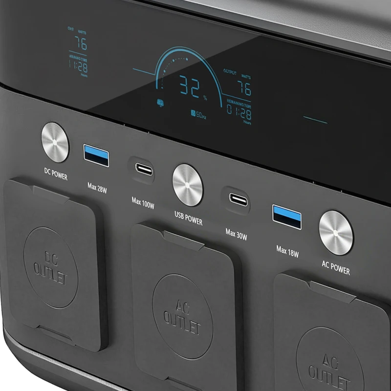 HOMCOM Portable Power Station with LiFePO4 Battery, 1.5H Fast Charge, Camping Power Pack with 600W AC/USB-A & USB-C Output