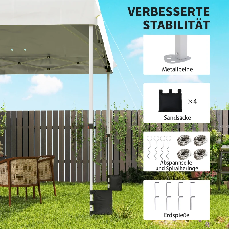 Outsunny Pavillon 3 x 3 m Wasserdicht Stabil Winterfest Pop-up Faltpavillon, UV 50+ mit Tasche Sandsäcke