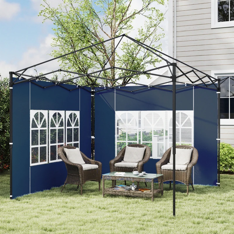 Outsunny 2er Set Seitenwände für Pavillon 3x3 3x6 Wasserdicht Seitenteile mit Fenster Blau