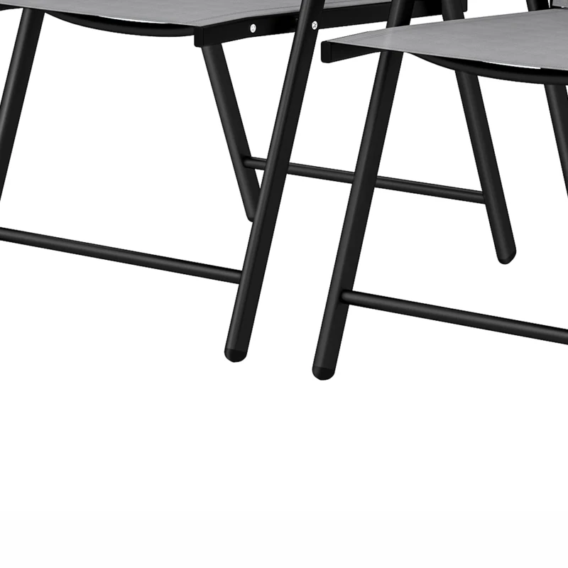 Outsunny Folding Garden Chairs Set of 2, Foldable Garden Dining Chairs with High Back, Armrests, Texteline Seat, Light Grey