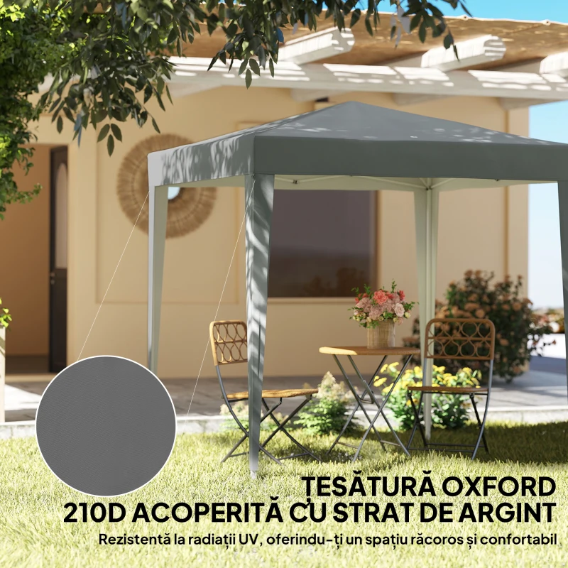 Outsunny Pavilion Pliabil Pop-Up, Oțel și Țesătură Oxford, 2 x 2 m, Gri