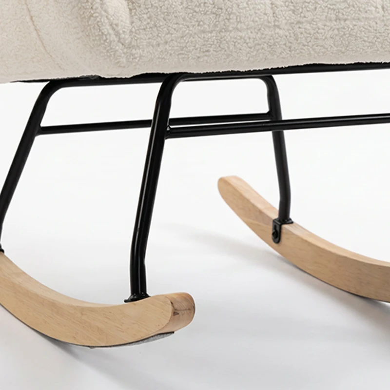 HOMCOM Fauteuil à Bascule avec Repose-Pieds, Rocking Chair en Tissu Bouclette, Assise Rembourrée, Dossier Large, Crème