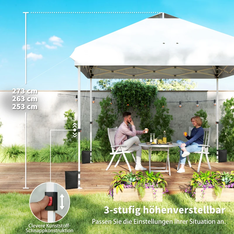 Outsunny Pavillon 3 x 3 m Wasserdicht Stabil Winterfest Pop-up Faltpavillon, UV 50+ mit Tasche Sandsäcke