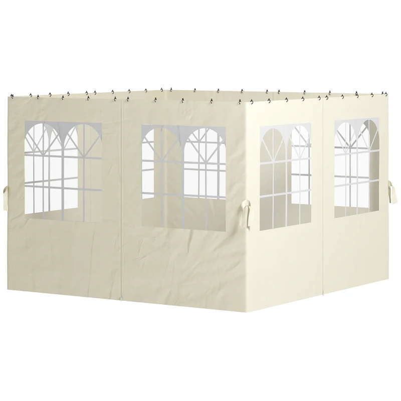Outsunny Pavillon-Seitenwände, 4 Seitenwand-Paneele für Gartenpavillon, mit Reißverschluss, 3 x 3 m Pavillon, Cremeweiß