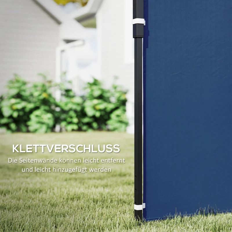 Outsunny 2er Set Seitenwände für Pavillon 3x3 3x6 Wasserdicht Seitenteile mit Fenster Blau