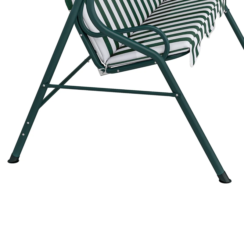 Outsunny Balancelle de Jardin 3 Places Toit imperméabilisé Inclinaison réglable Coussins Assise Dossier Vert Blanc rayé