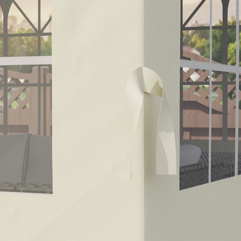 Outsunny Pavillon-Seitenwände, 4 Seitenwand-Paneele für Gartenpavillon, mit Reißverschluss, 3 x 3 m Pavillon, Cremeweiß
