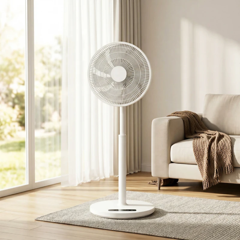 HOMCOM Ventilateur sur pied, ventilateur 39 cm avec 12 vitesses, 4 modes, minuterie 9H, oscillant 120°, hauteur réglable, blanc