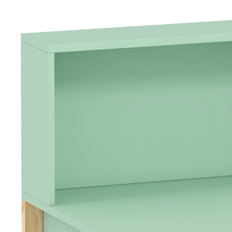 AIYAPLAY Bureau enfant en bois, bureau avec rangement, 2 tiroirs et 3 compartiments ouverts, plateau large, 90x52x105cm, vert