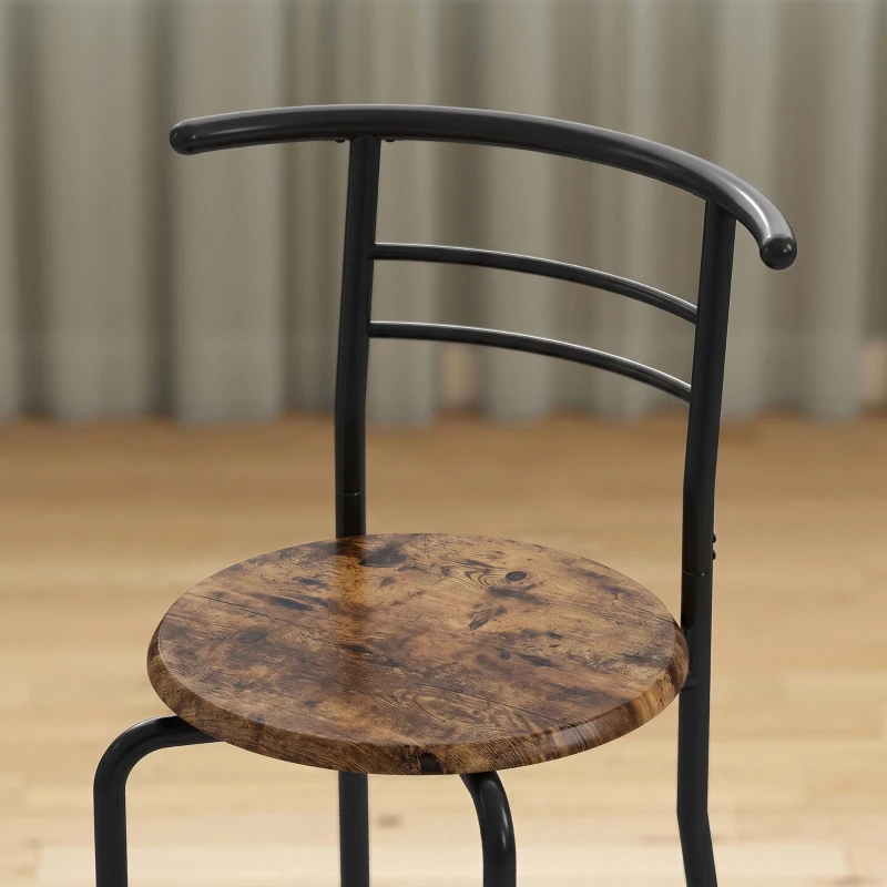 HOMCOM Conjunto de Comedor 3 Piezas Mesa de Cocina y Sillas para 2 Personas con Estante Salón Marrón Rústico Efecto Madera