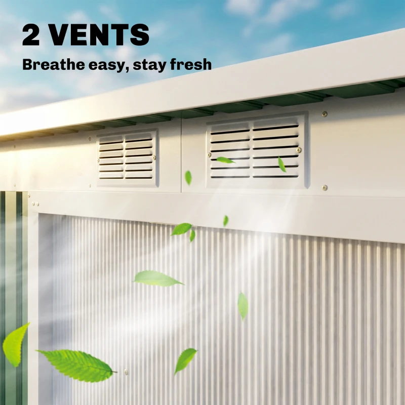 Outsunny Abri de jardin 3,6 m² 280 x 130 x 172 cm kit de fondation porte coulissante ventilations acier galvanisé vert foncé