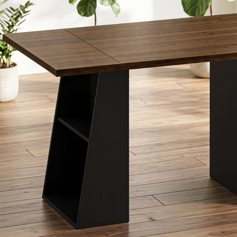 HOMCOM Escritorio con 4 Estantes Abiertos Diseño Industrial 140 cm Marrón y Negro