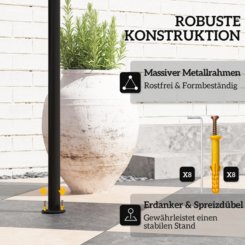 Outsunny Grillpavillon 242x232x248 cm wasserabweisend flammhemmend Gartenpavillon mit Doppelschichtdach Grau