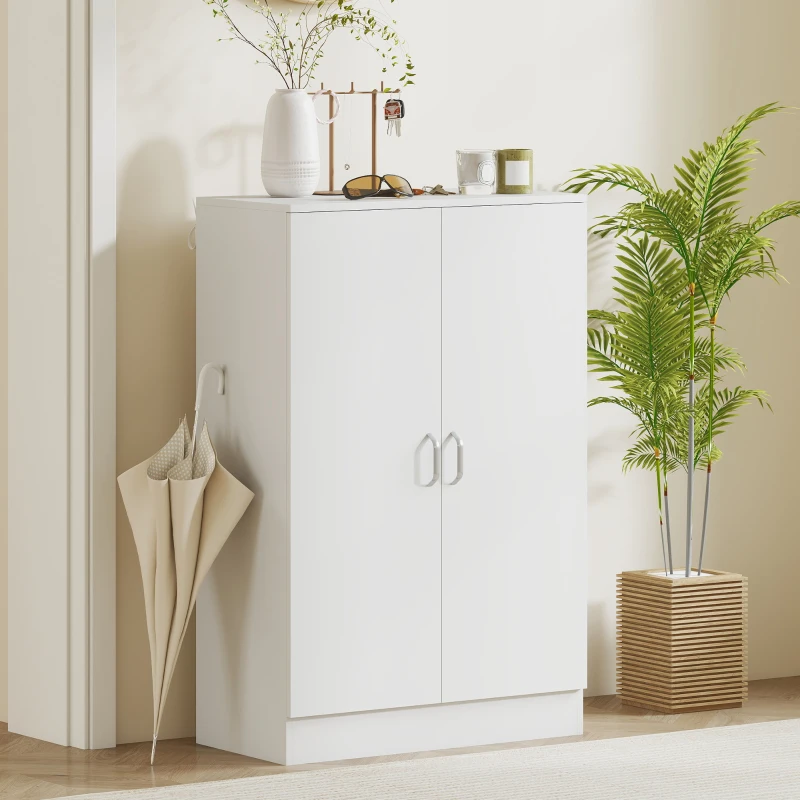 HOMCOM Zapatero de 2 Puertas con 6 Estantes Ajustables y Bisagras de Cierre Suave para 21 Pares de Madera Natural