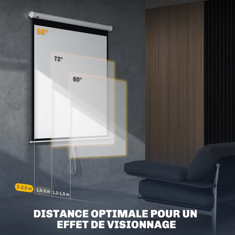 HOMCOM Écran de projection TV et Home Cinema de 85 Pouces vidéo projecteur 1:1 4K HD, 162,5 x 8 x 162 cm