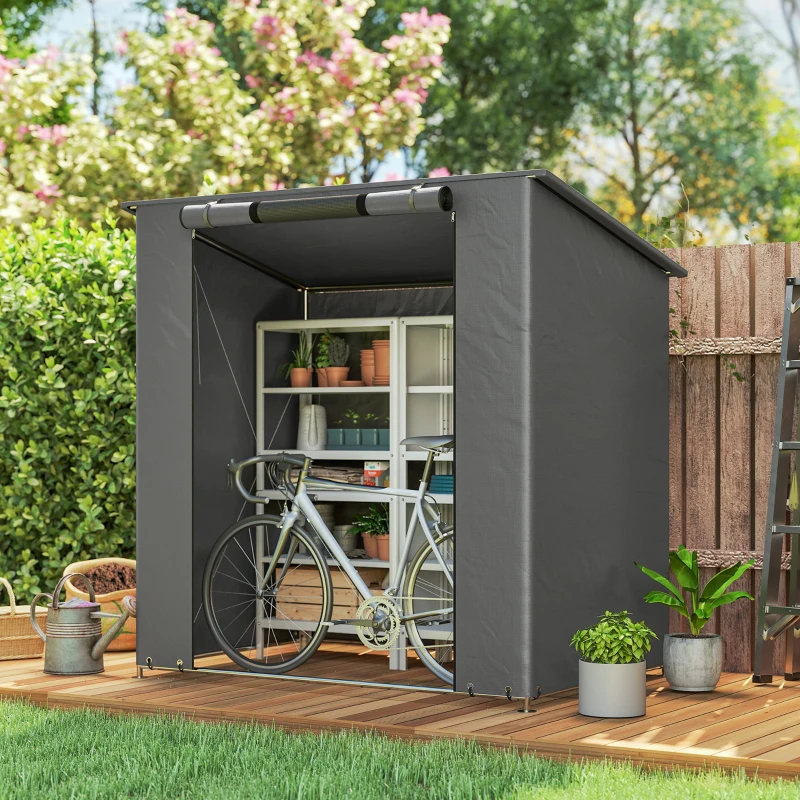 Outsunny Zeltgarage 1,9x1,2 m Wasserdicht Garagenzelt mit aufrollbarer Reißverschlusstür Belüftungsfenster Dunkelgrau
