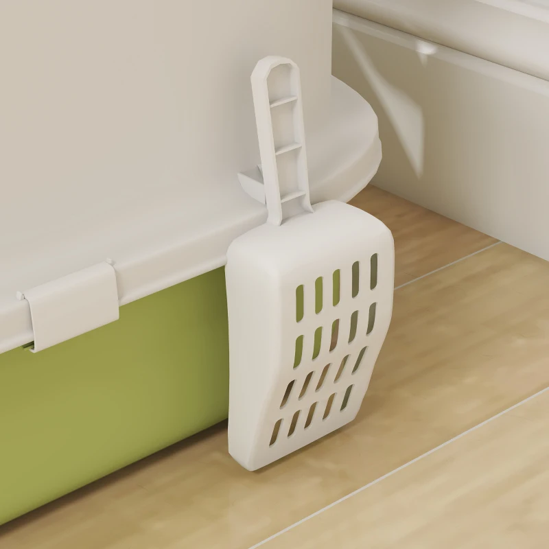 PawHut Maison de toilette pour chat bac à litière fermé chat avec porte translucide pelle incluse 40,5 x 52,5 x 42,5 cm vert