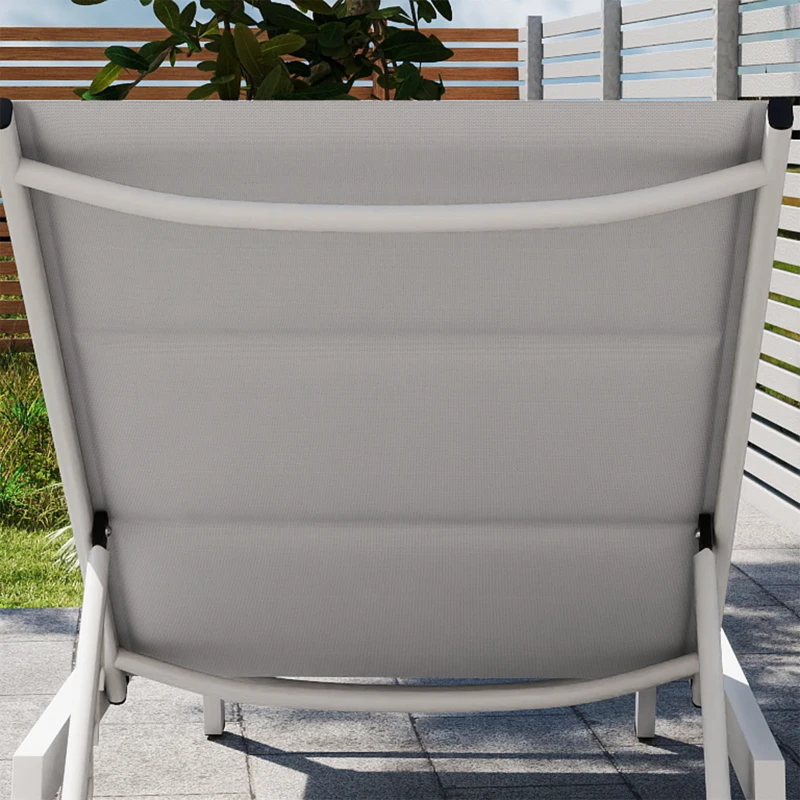 Outsunny Bain de Soleil en Aluminium Léger, Dossier Réglable 6 Positions, Rembourrage Intégré, 64x181x90cm, Gris Clair