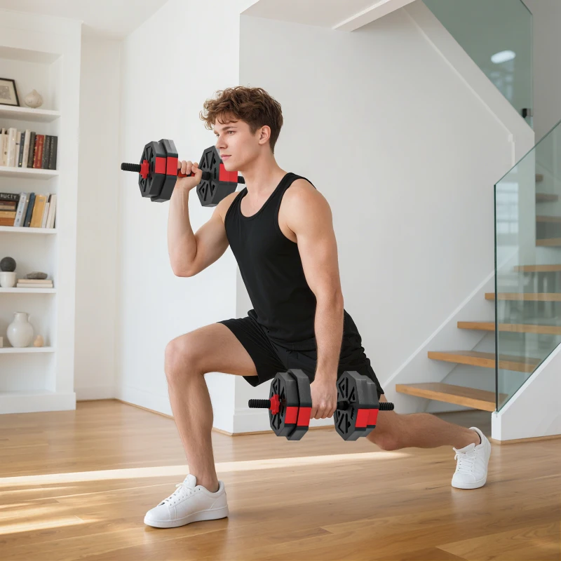 SPORTNOW 6-in-1 Hantelset Kurzhantel Set Kurzhanteln Langhanteln verstellbar 15 KG für Krafttraining Zuhause