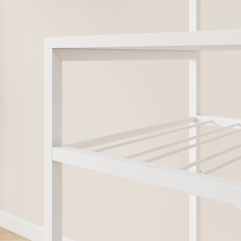 HOMCOM Freestanding Shelving Unit, Industrial Storage Shelf with 6 Hooks and Wine Rack for Living Room, Home Office, White