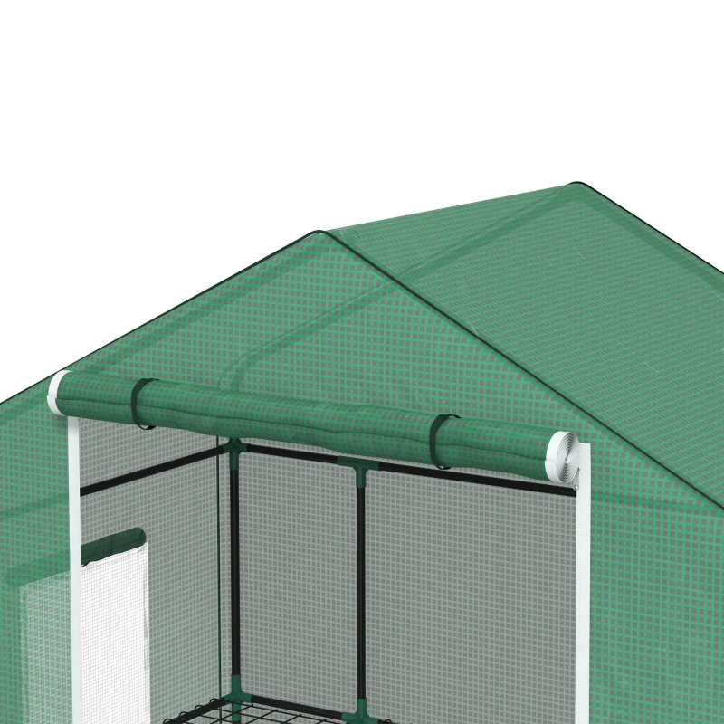 Outsunny Serre de jardin avec 1 porte, 2 fenetres et 2 étagères en forme de U pour Légumes Plantes Fleurs Bâche PE 140x73x190 cm
